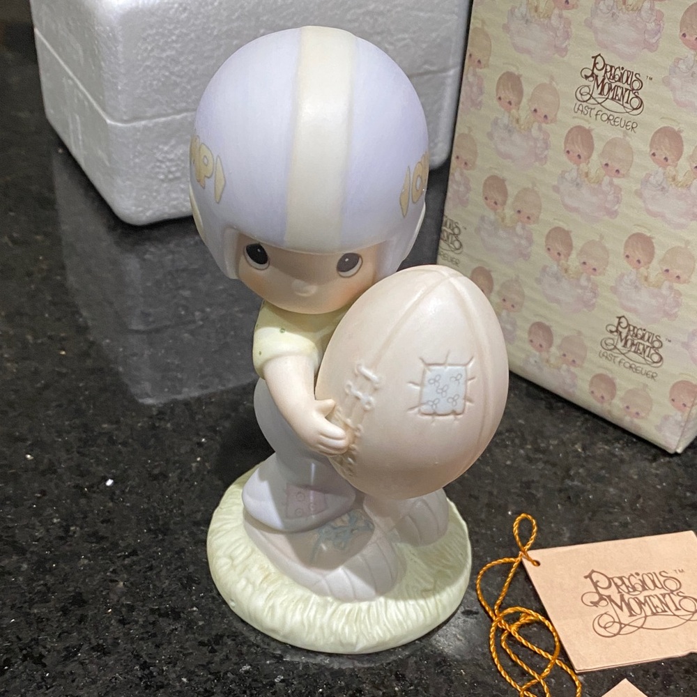 Precious Moments Football Player Figurine - White and Cream